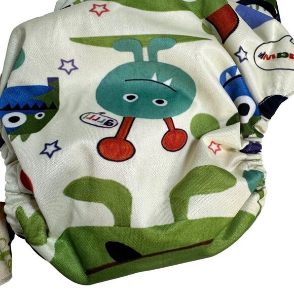Set Of 5 Reusable Baby Cloth Diapers Fun Prints Cowboys Monkeys Robots Dinosaurs - Picture 7 of 8